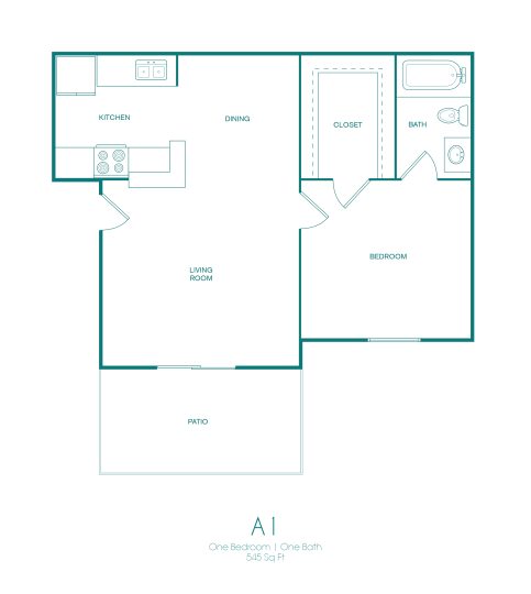 the floor plan for a one bedroom apartment at The Westmount at Copper Mill