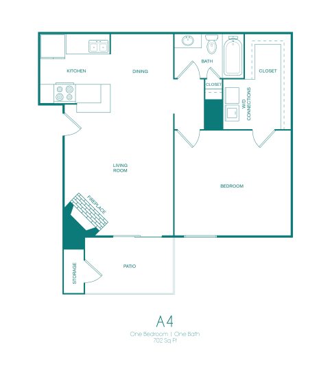 the floor plan for a one bedroom apartment at The Westmount at Copper Mill