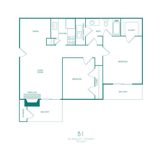 the floor plan for a two bedroom apartment at The Westmount at Copper Mill