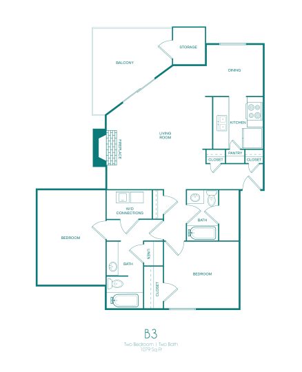 the floor plan for a two bedroom apartment at The Westmount at Copper Mill